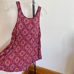 Xhilaration Flowy Racerback Tank Pink Pattern S